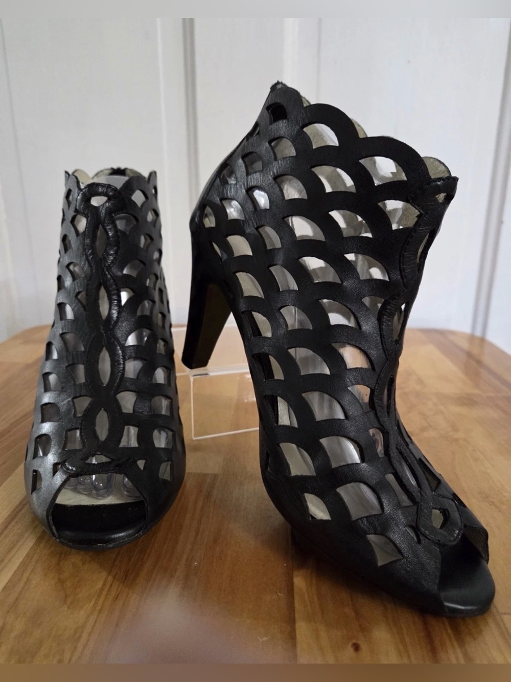 Gerry Weber Black Laser-Cut Peep-Toe Heels